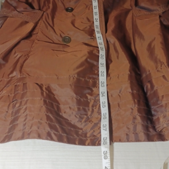 Sz L Bronze Belted Rain/Trench Coat by Cache - Picture 7 of 7